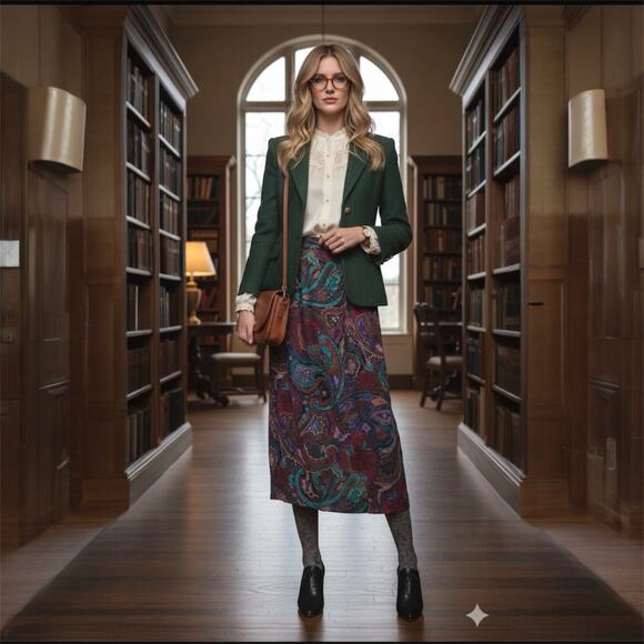 Diane von Furstenberg Dresses & Skirts - Vintage Diane von Furstenberg DVF Midi Skirt SZ 16 Paisley Fairy Dark Academia